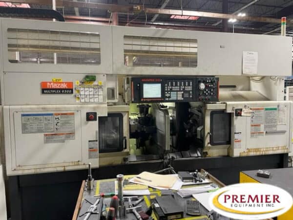 Mazak Multiplex 6300 with GL-200F Gantry Robot Twin Spindle, Twin Turret CNC Turning Center with Milling