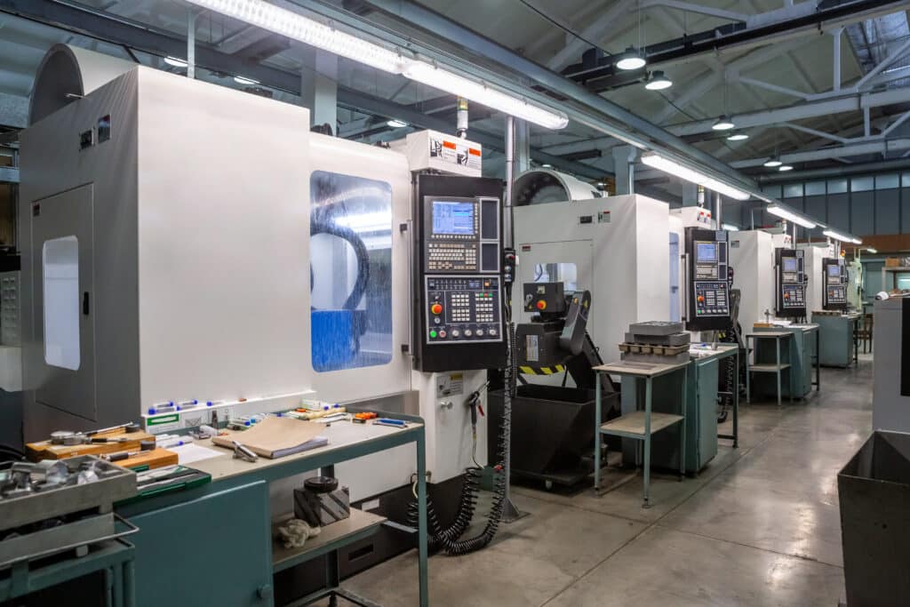 CNC machines inside machine shop