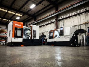 Mazak Quick Turn side by side to a Mazak INTEGREX in a machine shop