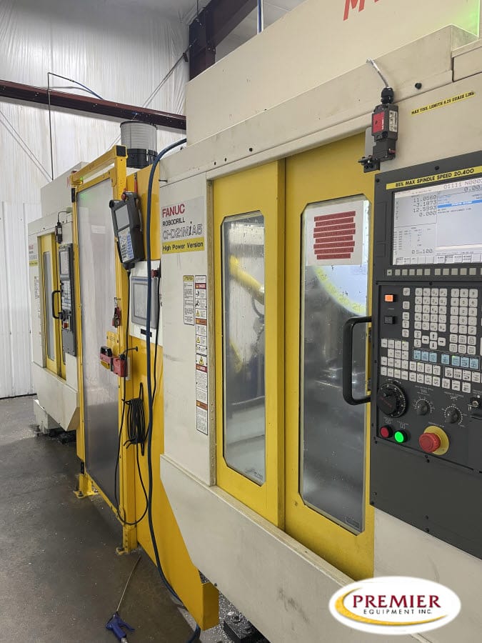 Home Fanuc Robodrill Α-D21Mia5 2-Machines &Amp; 1-Fanuc M10Ia/10M Robot Progressive Machining Cell